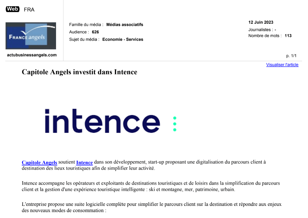 2023-06-12- Capitole Angels investit dans Intence