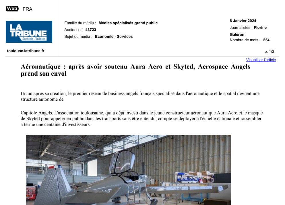 Aéronautique : après avoir soutenu Aura Aero et Skyted, Aerospace Angels prend son envol