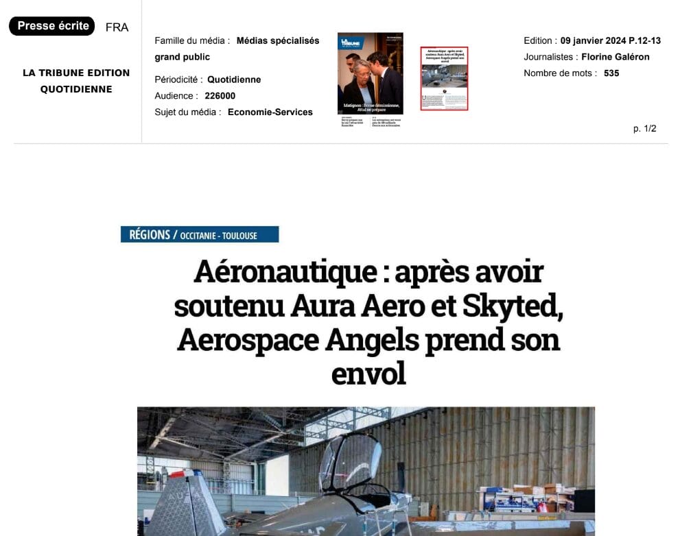 Aéronautique : après avoir soutenu Aura Aero et Skyted, Aerospace Angels prend son envol