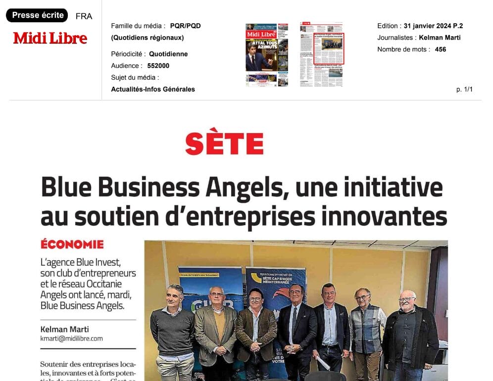 Blue Business Angels, une initiative au soutien d'entreprises innovantes