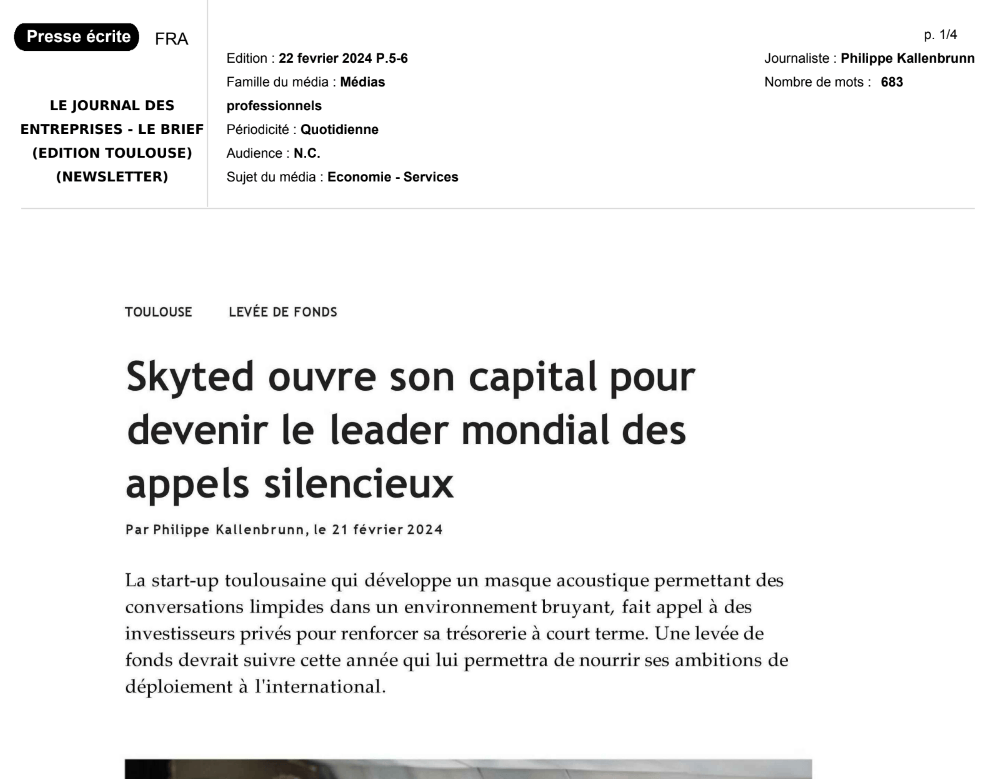 Skyted ouvre son capital pour devenir le leader mondial des appels silencieux