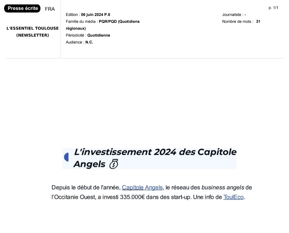 L'investissement 2024 des Capitole Angels