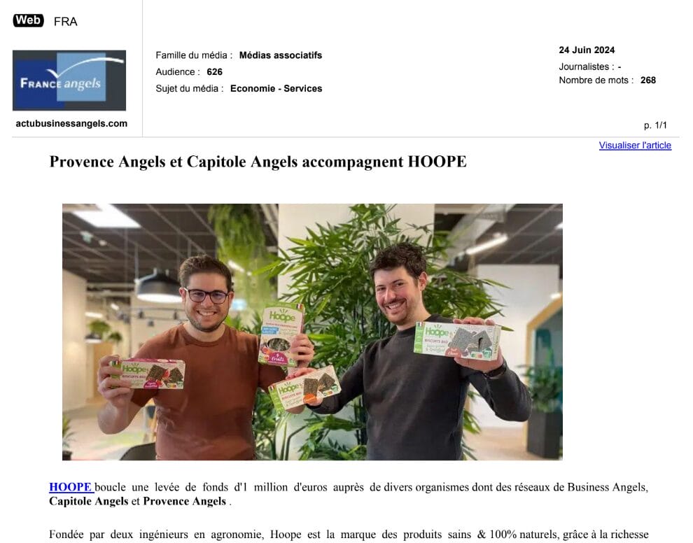 Provence Angels et Capitole Angels accompagnent HOOPE