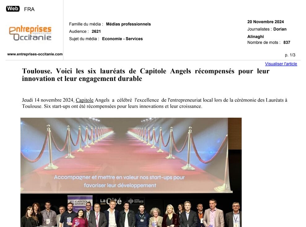 Toulouse. Voici les six lauréats de Capitole Angels récompensés pour leur innovation et leur engagement durable